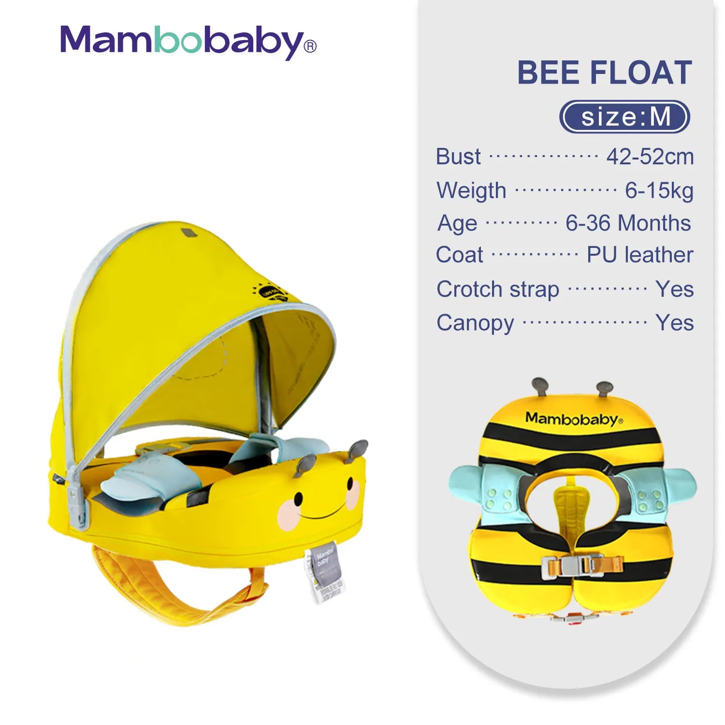 Mambobaby Float with Canopy – Swimming Trainer for Infants