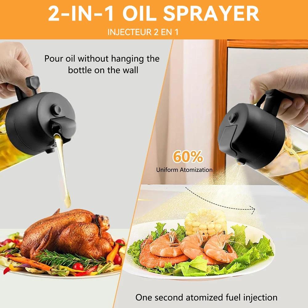 Oil Spray & Pour Bottle – Cooking & BBQ Dispenser